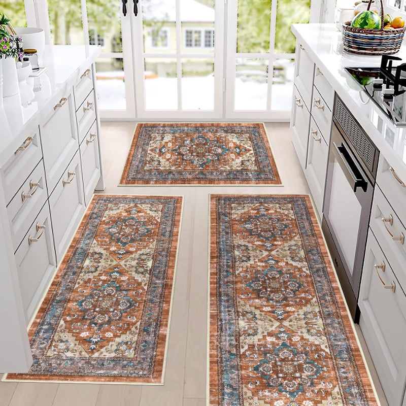 Bsmathom Farmhouse Kitchen Rugs Sets 3 Piece with Runner, Non Slip Kitchen Rugs and Mats Set Non Skid Washable Kitchen Floor Mat for Kitchen Floor Hallway Living Room Office Entryway - Image 5
