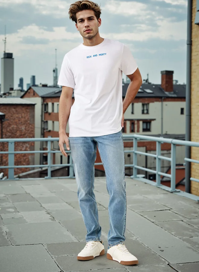 SP Characters Regular Fit Rick and Morty Print Crew Neck T-shirt