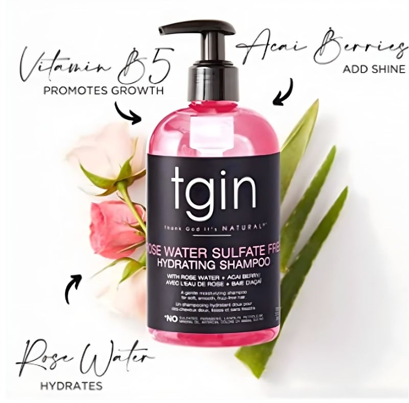 Tgin Rose Water Sulfate-Free Hydrating Shampoo – Moisturizing Shampoo for Dry & Curly Hair, Gentle Cleansing Formula with Rose Water for Soft, Smooth & Healthy Hair - Image 2