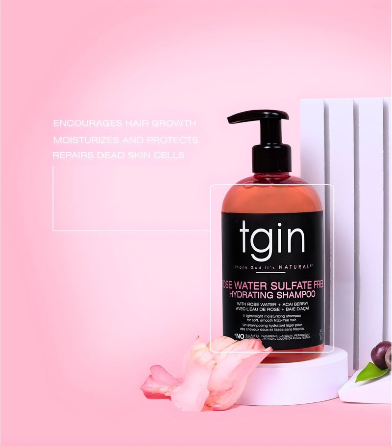 Tgin Rose Water Sulfate-Free Hydrating Shampoo – Moisturizing Shampoo for Dry & Curly Hair, Gentle Cleansing Formula with Rose Water for Soft, Smooth & Healthy Hair - Image 3