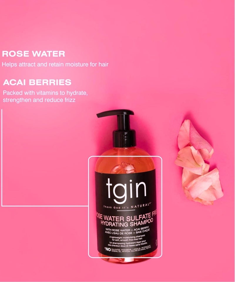 Tgin Rose Water Sulfate-Free Hydrating Shampoo – Moisturizing Shampoo for Dry & Curly Hair, Gentle Cleansing Formula with Rose Water for Soft, Smooth & Healthy Hair - Image 5
