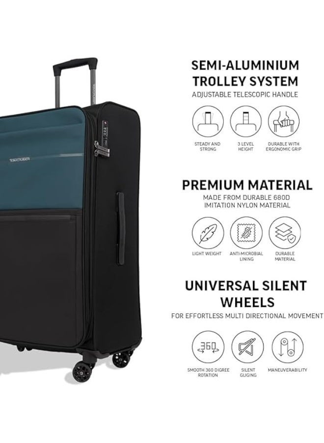 TOM CRUISER Legacy 28 Inch Soft Luggage Trolley – Green, 600D PU Leather, TSA Lock, Silent Wheels - Image 4