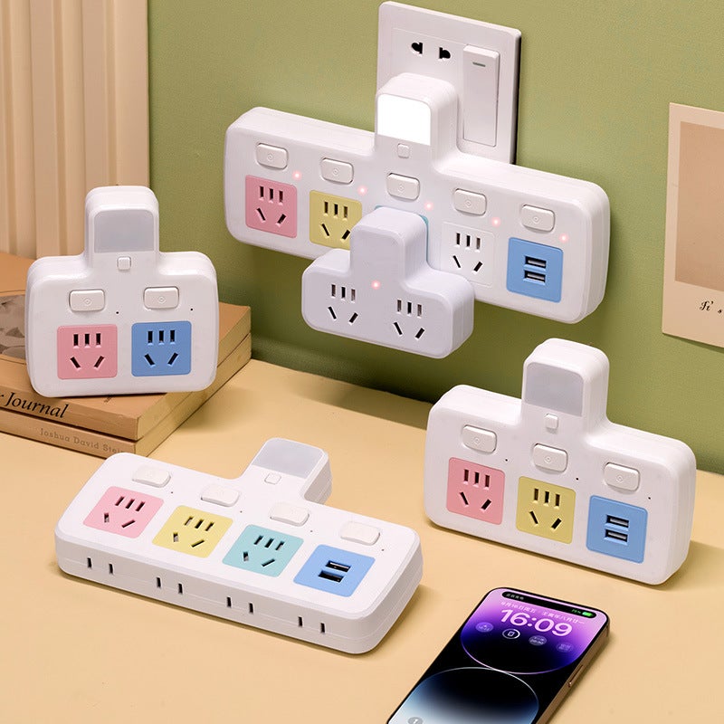 Pure Copper Plug-In One-Turn Multi-Plug Wireless Usb Conversion Socket Multifunctional Home Office Board Night Light Plug-In Row - Image 4