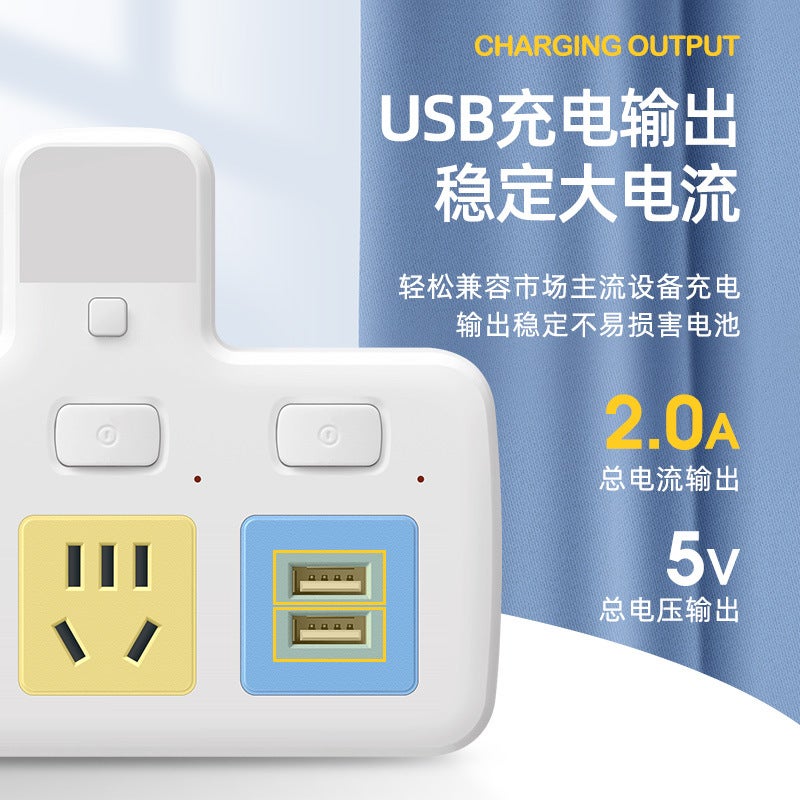 Pure Copper Plug-In One-Turn Multi-Plug Wireless Usb Conversion Socket Multifunctional Home Office Board Night Light Plug-In Row - Image 3