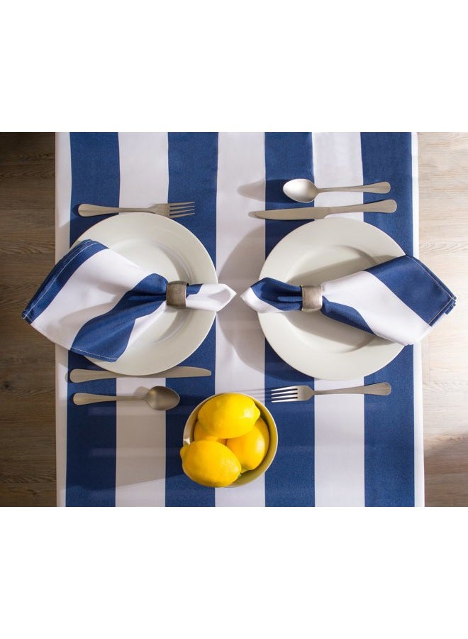 DII Cabana Stripe Outdoor Tabletop Collection, Stain/Wrinkle Resistant & Waterproof, 60x120 Rectangle Tablecloth, Nautical Blue - Image 4