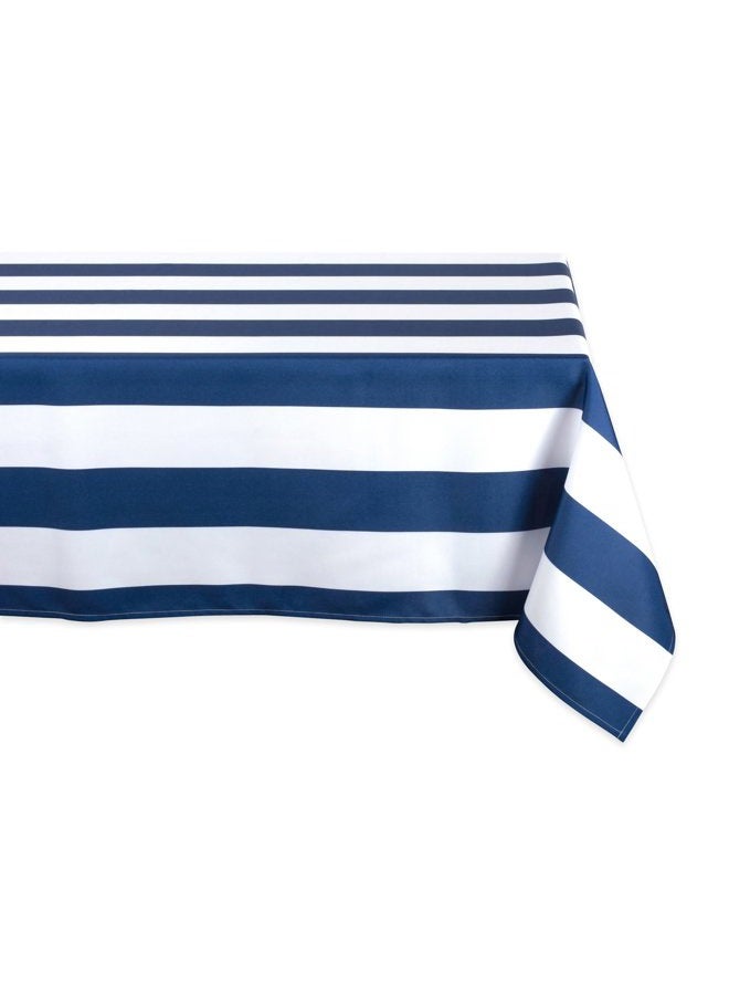 DII Cabana Stripe Outdoor Tabletop Collection, Stain/Wrinkle Resistant & Waterproof, 60x120 Rectangle Tablecloth, Nautical Blue - Image 1
