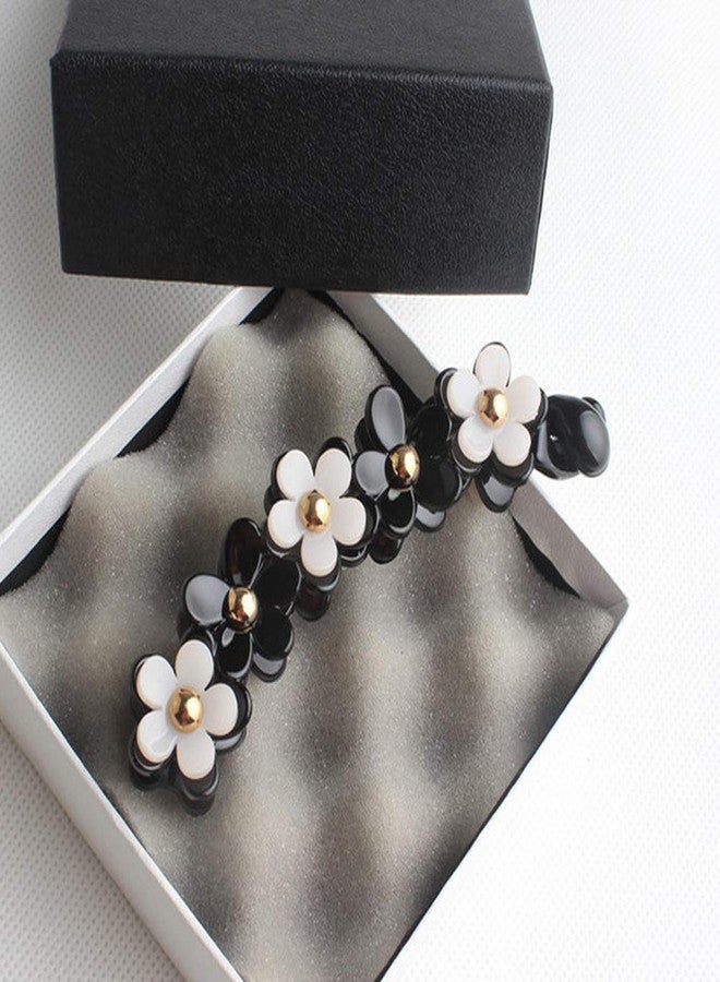 Lurrose Banana Hair Clips Toothed Ponytail Holder Strong Tension Hair Claw Flower Barrette for Women Girls,Black - Image 4