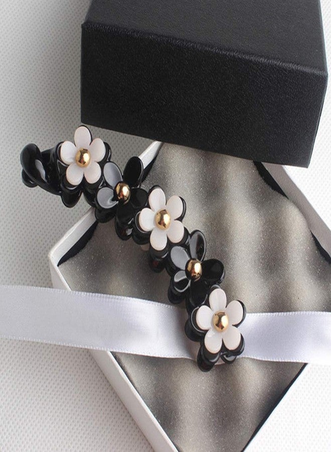 Lurrose Banana Hair Clips Toothed Ponytail Holder Strong Tension Hair Claw Flower Barrette for Women Girls,Black - Image 5