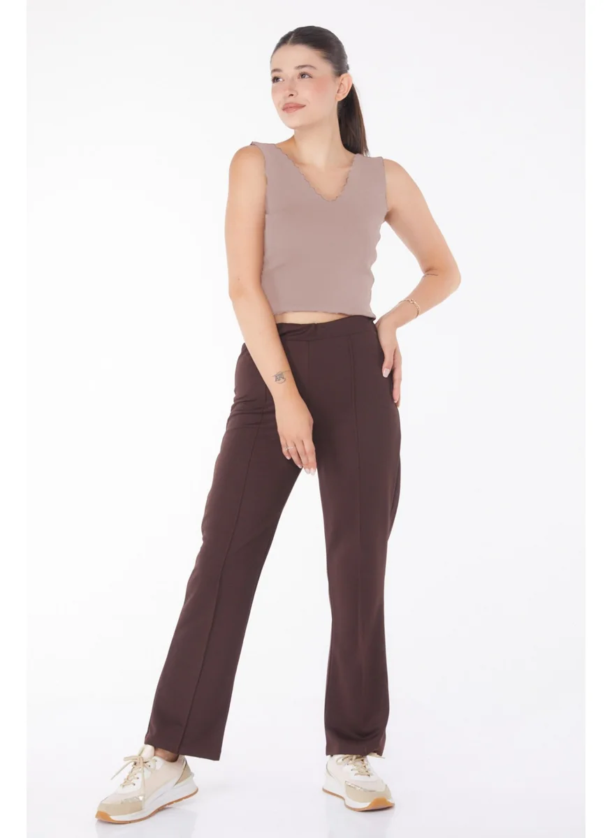 Tofisa Plain Mid Women Brown Trousers - 23868