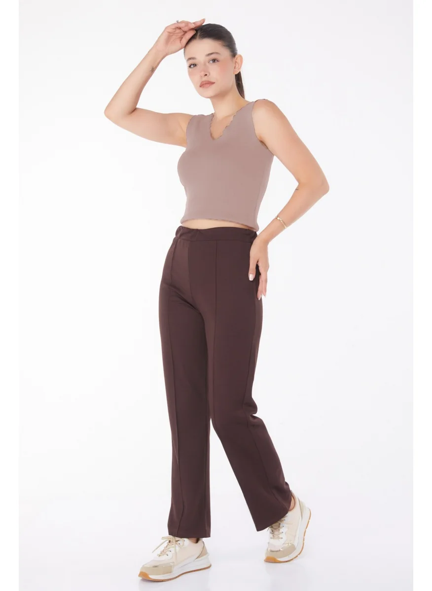 Tofisa Plain Mid Women Brown Trousers - 23868