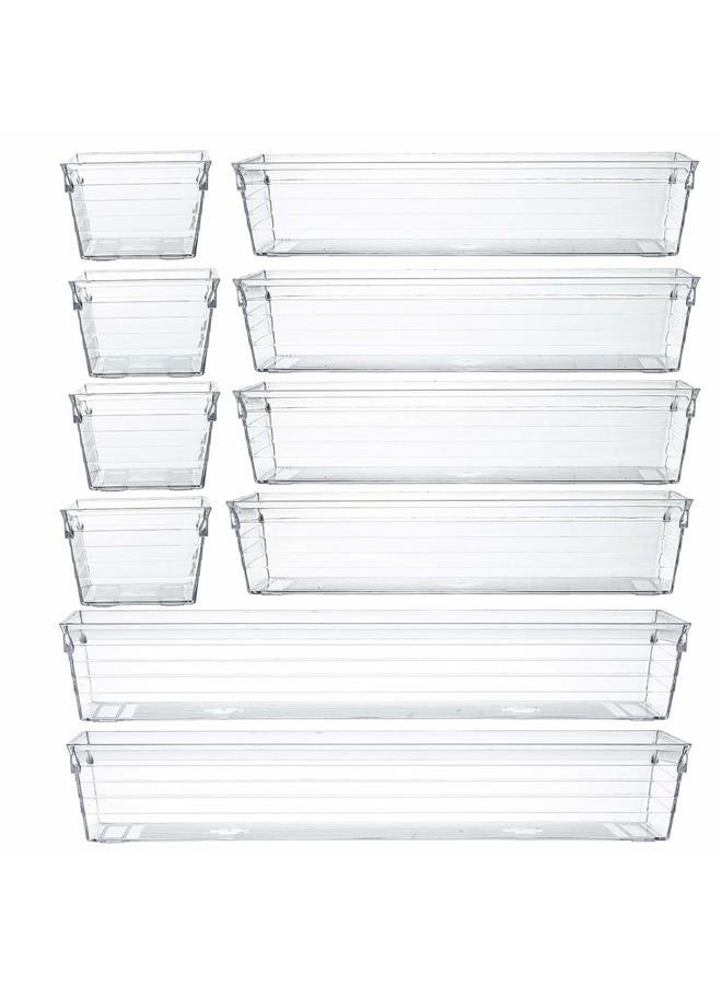 Backerysupply Clear Plastic Drawer Organizer Tray for Vanity Cabinet (Set of 10),Storage Tray for Makeup, Kitchen Utensils, Jewelries, and Gadgets - Image 1