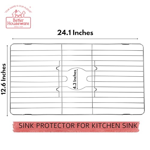 Better Houseware Stainless Steel Sink Protector Mat - Stainless Steel Sink Rack for Bottom of Sink Protectors for Kitchen Sinks 24 x 12 x 1 - Image 3