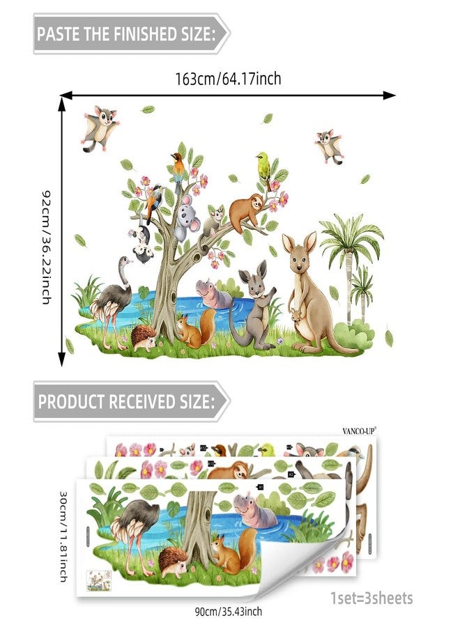 Mirabuy Forest Animals Wall Decals, Nursery Wall Sticker Set with Tree and Wildlife for Kids Bedroom Nursery, 64x36 inches - Image 2