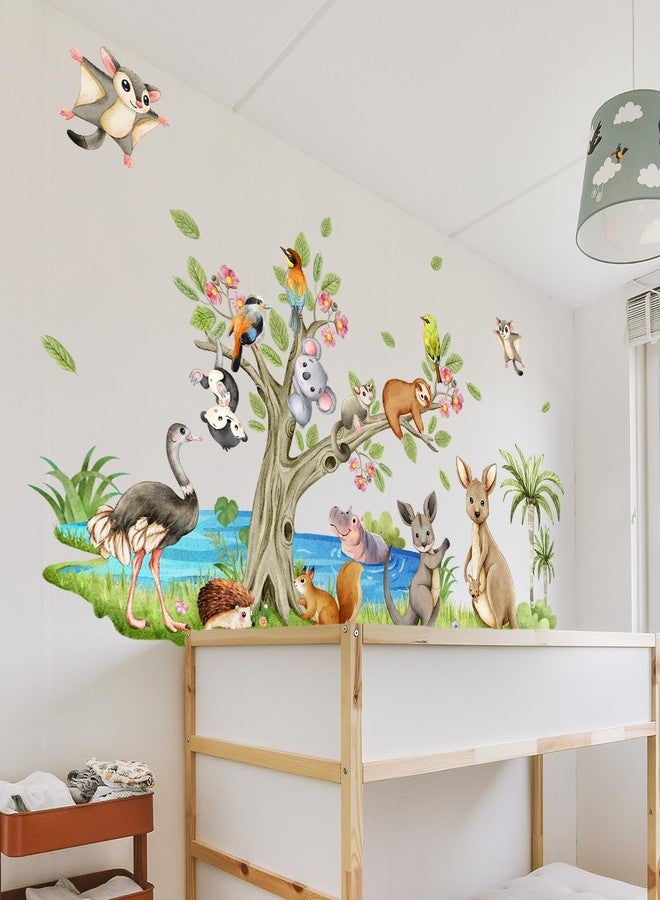 Mirabuy Forest Animals Wall Decals, Nursery Wall Sticker Set with Tree and Wildlife for Kids Bedroom Nursery, 64x36 inches - Image 4