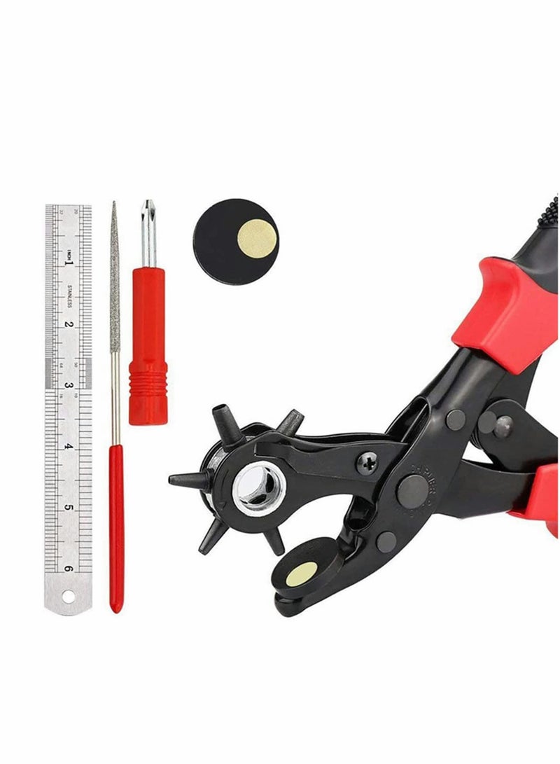 Leather Hole Punch Set Upgraded Version Set for Belts Watch Bands Dog Collars Shoes Fabric DIY or Craft Projects Super Heavy Duty Rotary Puncher Multi Hole Sizes Maker Tool - Image 1