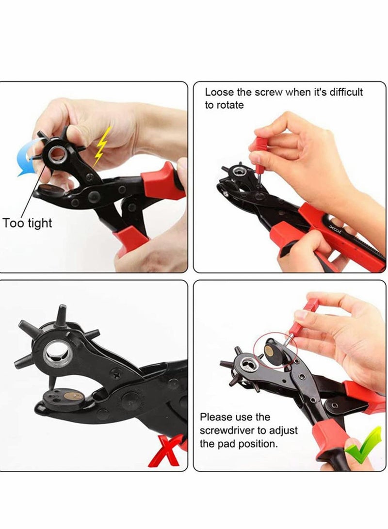Leather Hole Punch Set Upgraded Version Set for Belts Watch Bands Dog Collars Shoes Fabric DIY or Craft Projects Super Heavy Duty Rotary Puncher Multi Hole Sizes Maker Tool - Image 4