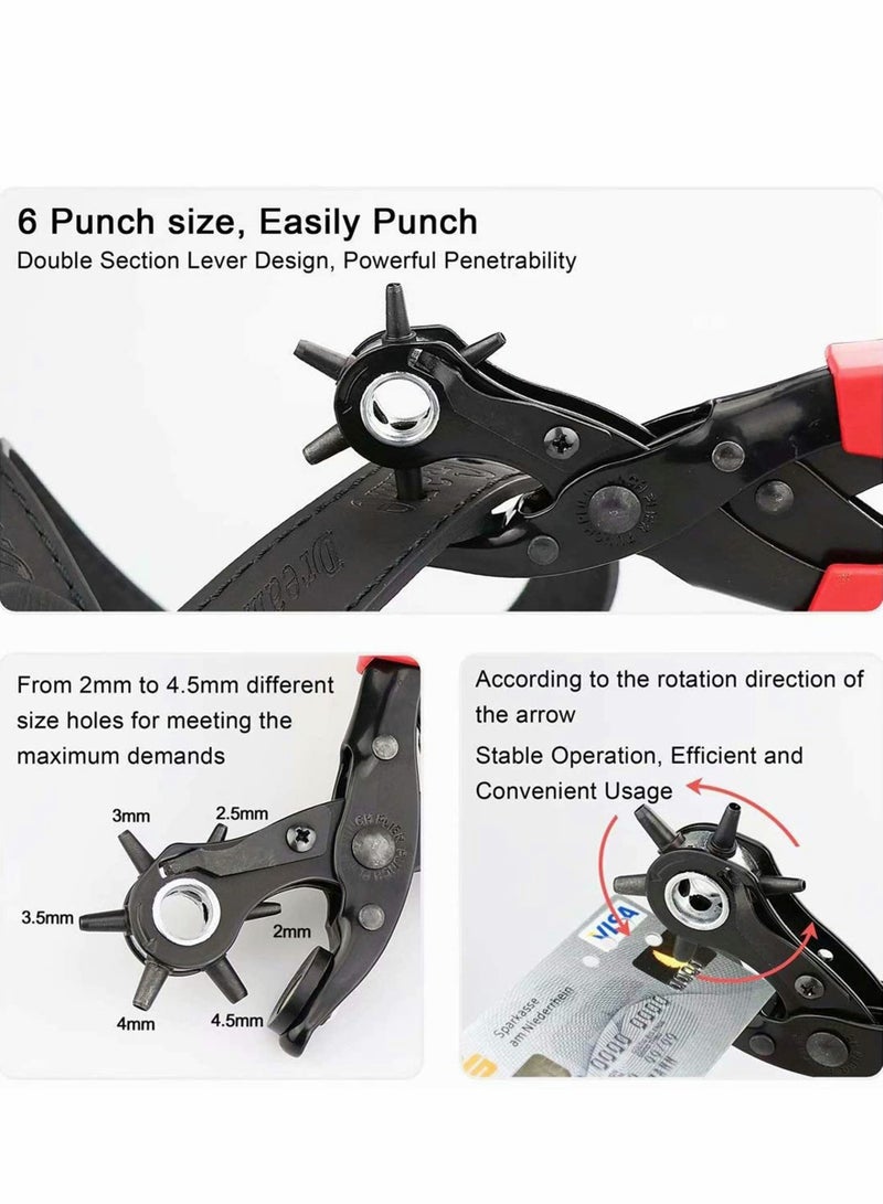 Leather Hole Punch Set Upgraded Version Set for Belts Watch Bands Dog Collars Shoes Fabric DIY or Craft Projects Super Heavy Duty Rotary Puncher Multi Hole Sizes Maker Tool - Image 3