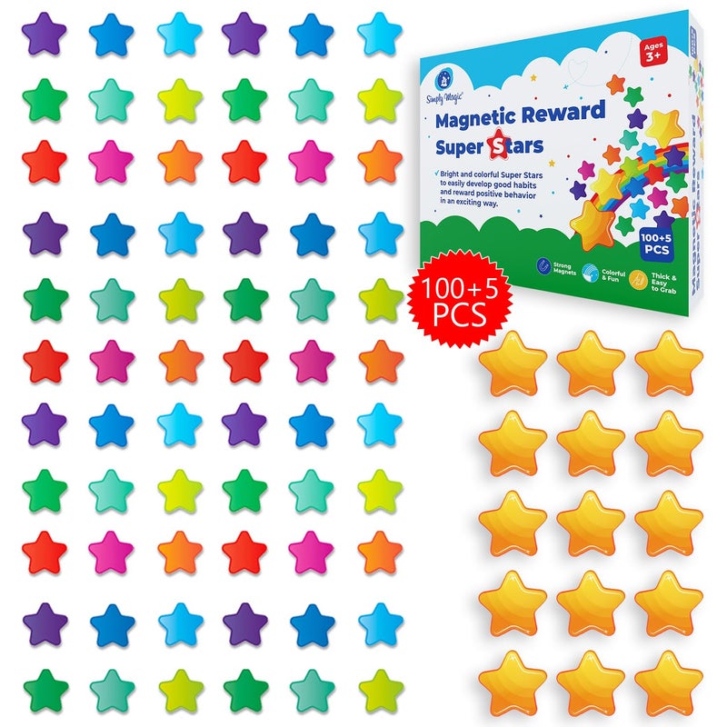 Simply magic 100+5 Magnetic Reward Super Stars - Star Jar Reward System for Kids, Behavior Management Classroom Tools, Magnetic Stars, Magnetic Reward Jar for Classroom Board, Classroom Reward Jar - Simply Magic - Image 1