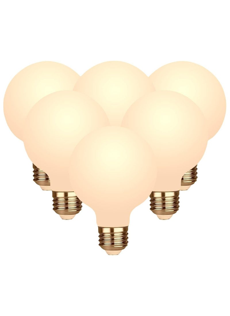 HUA QIANG WANG - G95 Frosted E27 LED Edison Globe Light Bulbs 40W Equivalent,2700K Warm White,400Lm,Milky Glass Decorative Bulbs,4W LED Filament Bulbs,Non-Dimmable,Pack of 6 - Image 1
