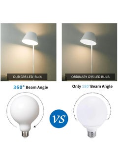 HUA QIANG WANG G95 Frosted E27 LED Edison Globe Light Bulbs 40W Equivalent,2700K Warm White,400Lm,Milky Glass Decorative Bulbs,4W LED Filament Bulbs,Non-Dimmable,Pack of 6  - Image 4