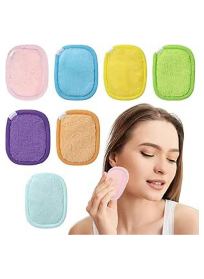 CMGTYYD 7 Pack Reusable Makeup Remover Pads, Super Soft Cotton Washable Face Cleaning Cloths, Colored Towels for All Skin Types, Gentle Make-up Remover - Image 1
