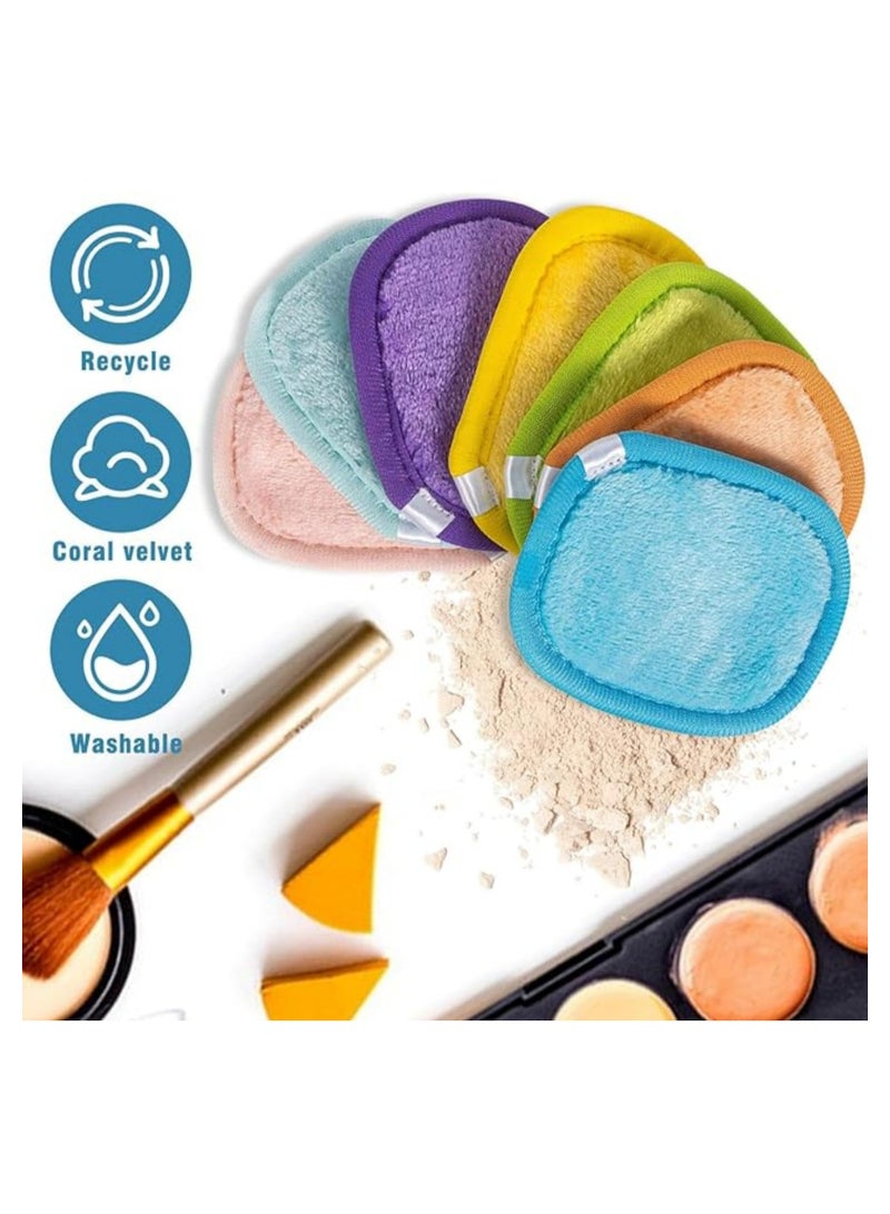 CMGTYYD 7 Pack Reusable Makeup Remover Pads, Super Soft Cotton Washable Face Cleaning Cloths, Colored Towels for All Skin Types, Gentle Make-up Remover - Image 4
