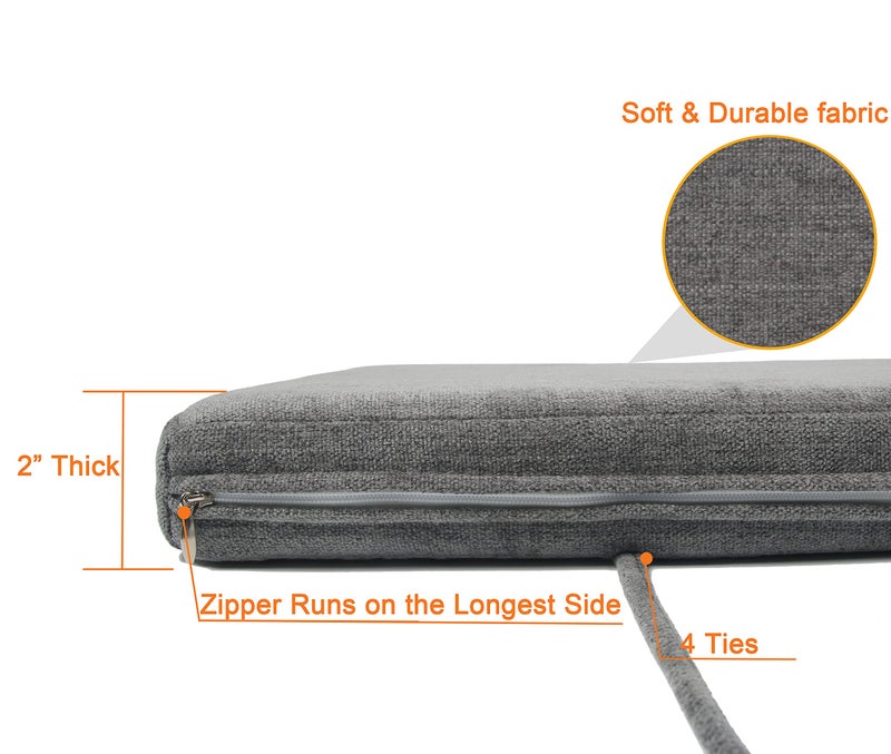 Loveboat Washable Bench Cushion, Non-Slip Bench Pad for Shoe Storage, Window, Piano, Dining 36"x14"x2" Greybrown - Image 4