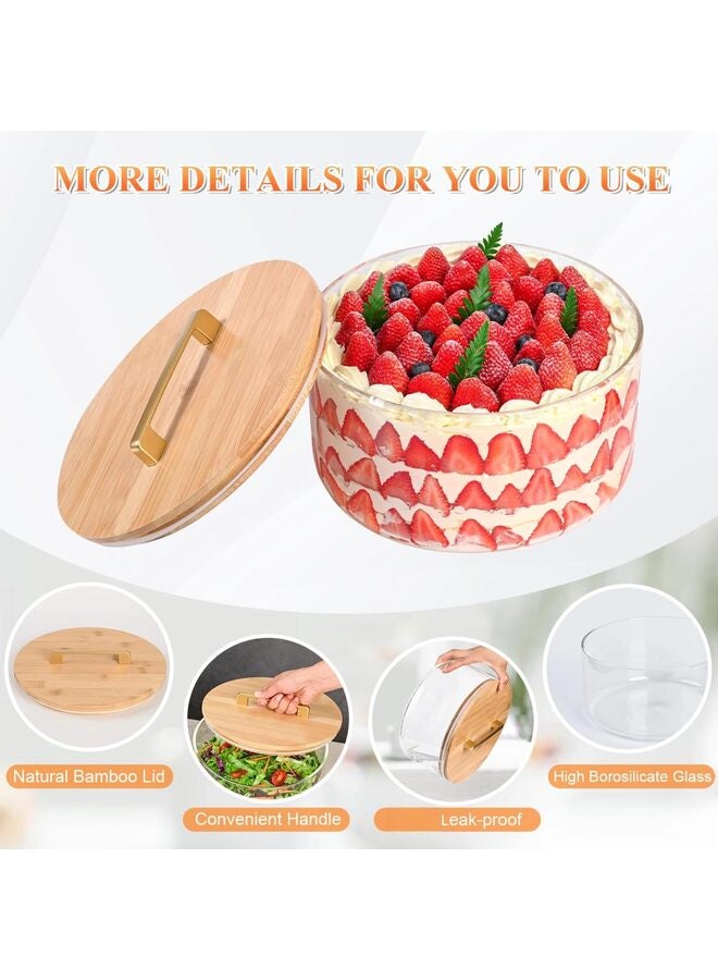 Salad Bowl 8.3 inch Trifle Bowl Glass with Sealed Lid, Versatile Mixing and Serving Bowl for Laying Ice Cream Cake Baking Dessert and Party Diy - Image 2