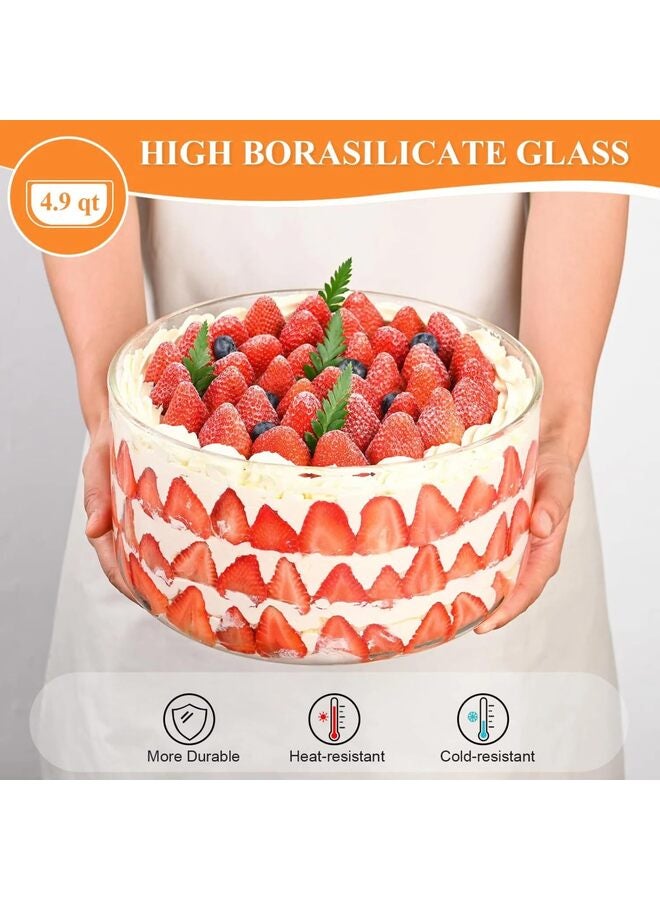 Salad Bowl 8.3 inch Trifle Bowl Glass with Sealed Lid, Versatile Mixing and Serving Bowl for Laying Ice Cream Cake Baking Dessert and Party Diy - Image 3