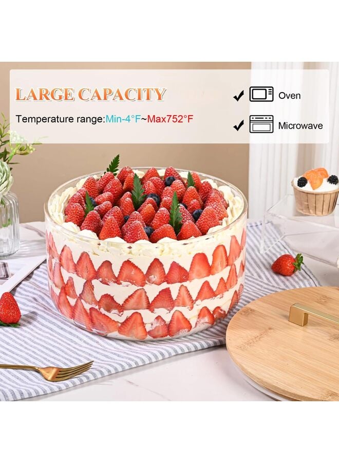 Salad Bowl 8.3 inch Trifle Bowl Glass with Sealed Lid, Versatile Mixing and Serving Bowl for Laying Ice Cream Cake Baking Dessert and Party Diy - Image 5