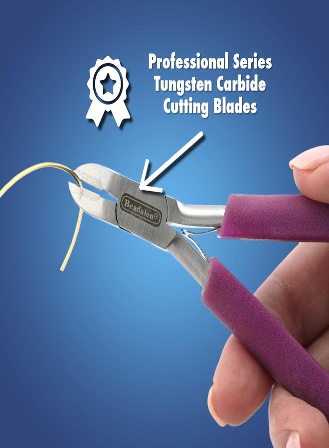 بيدالون قاطع أسلاك صلب شبه مسطح من سلسلة Beadalon الاحترافية، مصنوع من كربيد التنجستن، بمقبض أرجواني خالٍ من الفينيل، مصنوع من الفولاذ المقاوم للصدأ، يقطع حتى سلك مقاس 14، 5.75 بوصة - Image 2