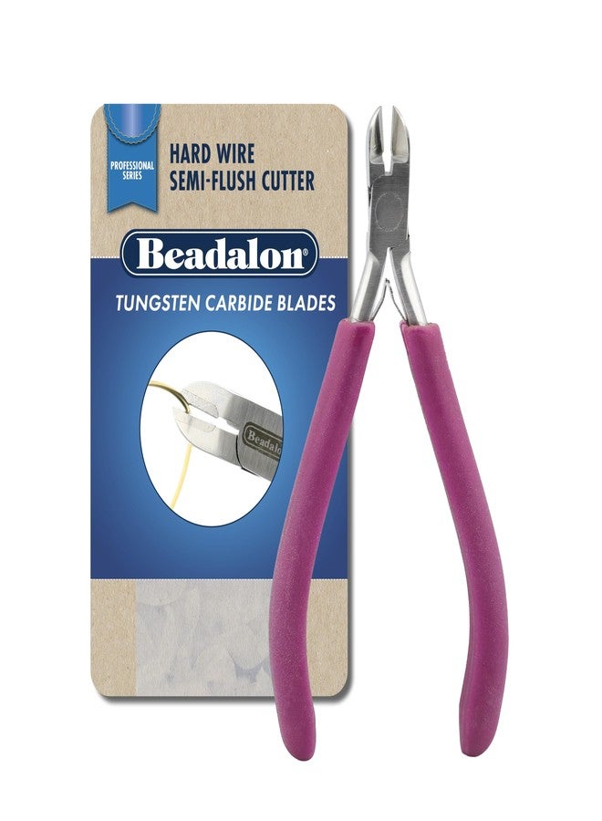 بيدالون قاطع أسلاك صلب شبه مسطح من سلسلة Beadalon الاحترافية، مصنوع من كربيد التنجستن، بمقبض أرجواني خالٍ من الفينيل، مصنوع من الفولاذ المقاوم للصدأ، يقطع حتى سلك مقاس 14، 5.75 بوصة - Image 1