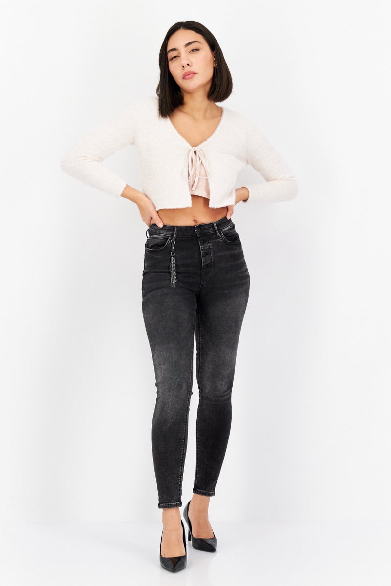 GUESS Women Skinny Fit Stretchable Denim Jeans, Black - Image 2