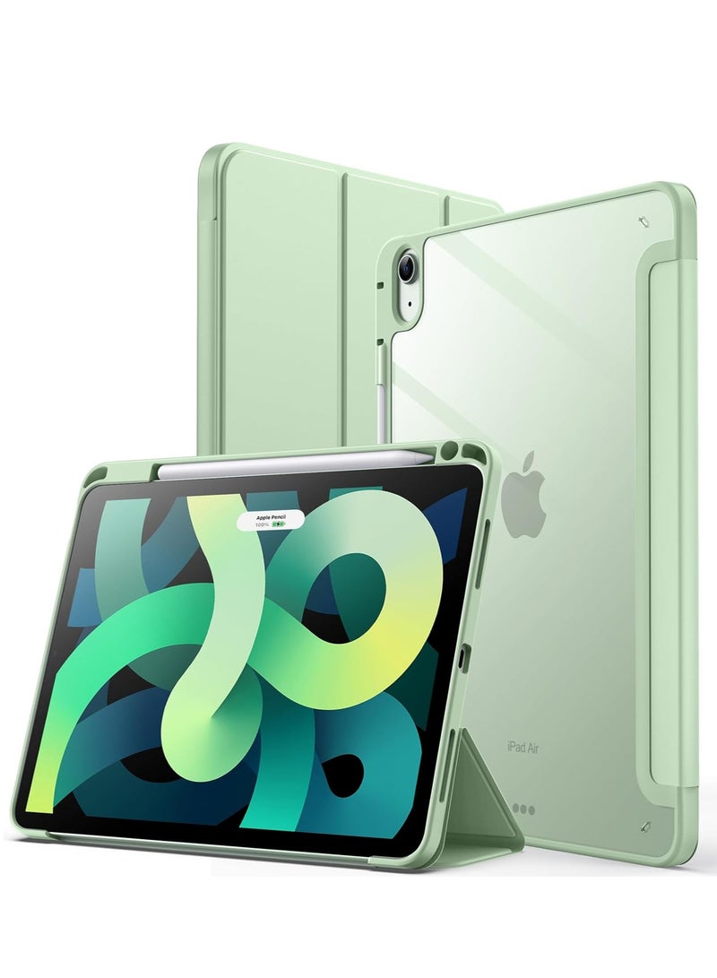 MIGOFAST iPad Air 11-Inch M3/M2 (2025/2024), iPad Air 5/4 (2022/2020 5th/4th) with Pencil Holder, Clear Transparent Back Slim Stand Shockproof Tablet Cover, Auto Wake/Sleep Light Green - Image 1