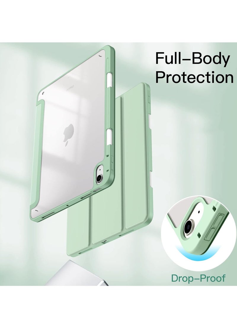 MIGOFAST iPad Air 11-Inch M3/M2 (2025/2024), iPad Air 5/4 (2022/2020 5th/4th) with Pencil Holder, Clear Transparent Back Slim Stand Shockproof Tablet Cover, Auto Wake/Sleep Light Green - Image 5