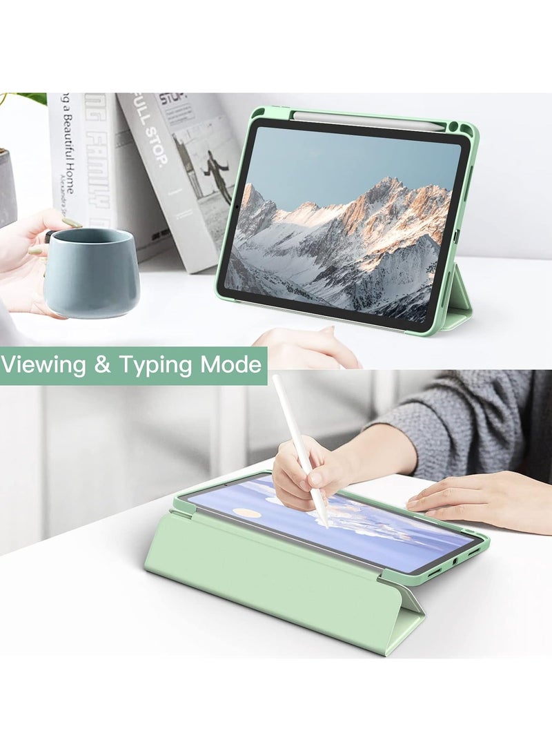 MIGOFAST iPad Air 11-Inch M3/M2 (2025/2024), iPad Air 5/4 (2022/2020 5th/4th) with Pencil Holder, Clear Transparent Back Slim Stand Shockproof Tablet Cover, Auto Wake/Sleep Light Green - Image 3