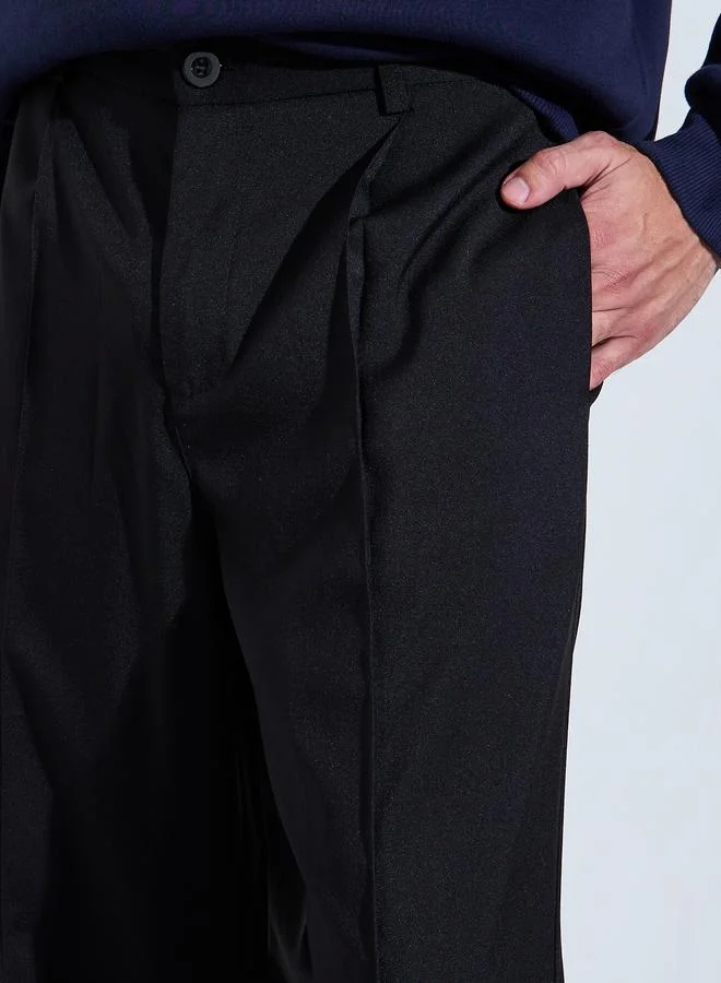 Take Two  Black Solid Wide Leg Trousers for Men | Best Price UAE