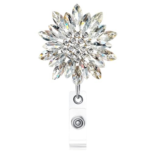 Ascrafter Luxury Retractable Badge Holder, Bling Badge Reel, Sparkling Crystal Name Badge Clip for Women - Image 1