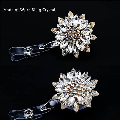 Ascrafter Luxury Retractable Badge Holder, Bling Badge Reel, Sparkling Crystal Name Badge Clip for Women - Image 2