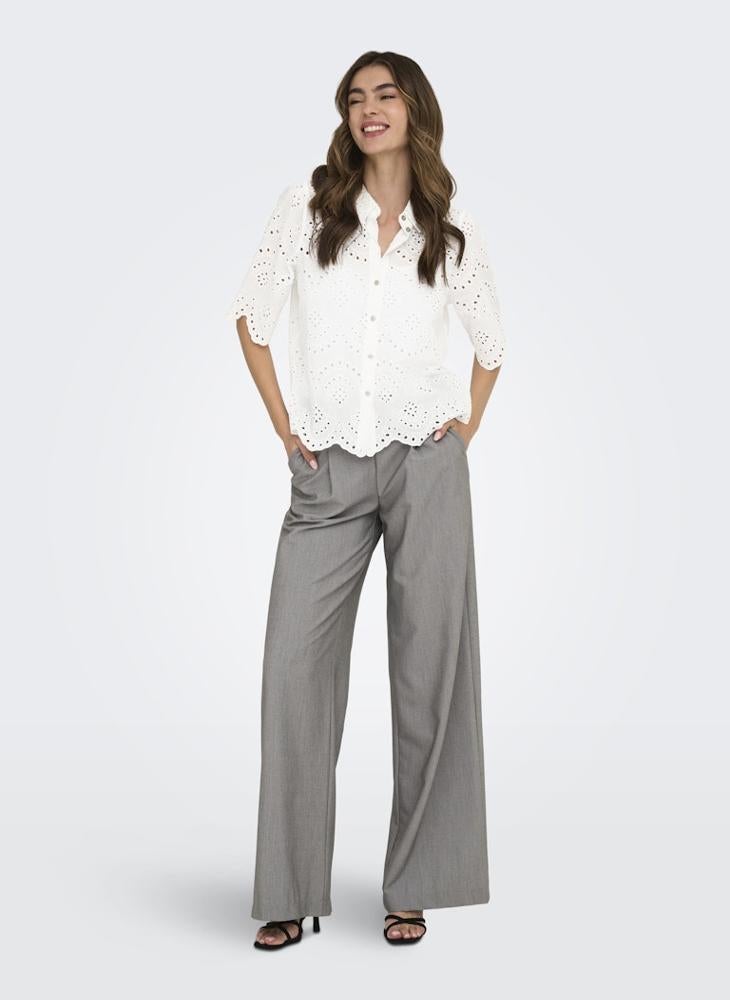 ONLY Scallop Hem Eyelet Detail Top  - Image 5