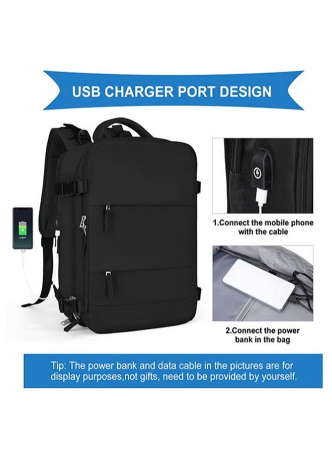 فيب هوم حقيبة سفر مخصصة للرجال والنساء، حقيبة "كاريون" بمنفذ شحن USB، حقيبة لجهاز الكمبيوتر المحمول مقاس 15.6 بوصة معتمدة للسفر، حقيبة عمل مقاومة للماء، حقيبة عمل قابلة للتوسع لجهاز الكمبيوتر المحمول أثناء السفر أو العمل أو التنزه - Image 2