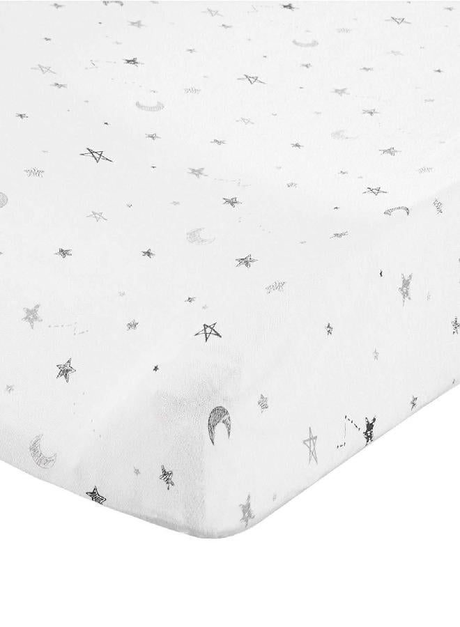 American Baby Company Printed 100% Cotton Knit Fitted Contoured Changing Table Pad Cover - Compatible with Mika Micky Bassinet, Gray Stars and Moons, for Boys and Girls - Image 3