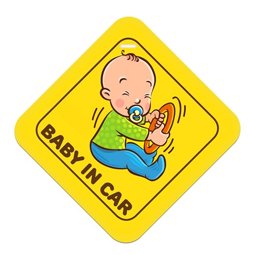 Goelite Baby On Board Kids Safety Warning Window Sign Sticker for Car with Suction Cup - Image 1