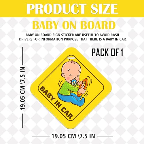 Goelite Baby On Board Kids Safety Warning Window Sign Sticker for Car with Suction Cup - Image 3