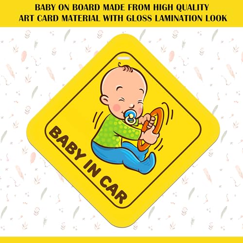 Goelite Baby On Board Kids Safety Warning Window Sign Sticker for Car with Suction Cup - Image 5
