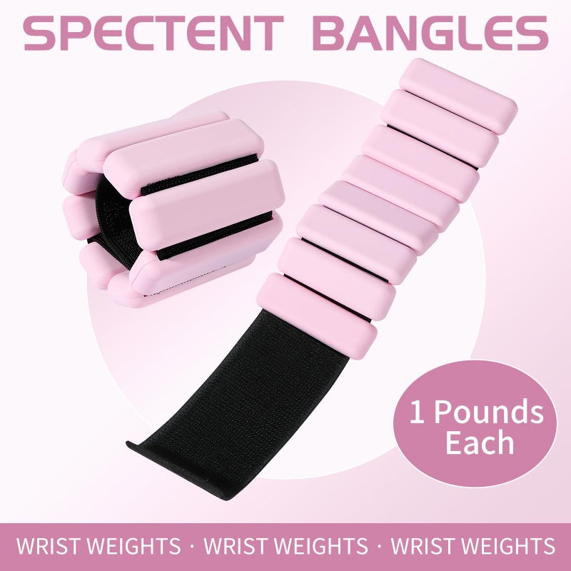 Spectent Ankle & Wrist Weights for Women â€“ Adjustable Silicone Wrist & Ankle Weights, Wearable Arm/Leg Set for Pilates, Yoga, Walking & Strength Training (1lbs Pair Pink) - Image 2