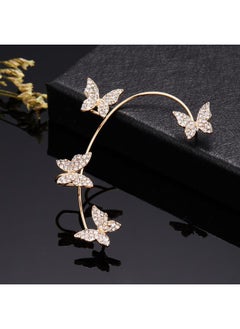 نيبمينينت South Korea Dongdaemun Super Flash Butterfly Ear Clip Hanging One-piece Earrings Fairy High-level All-match Without Holes 