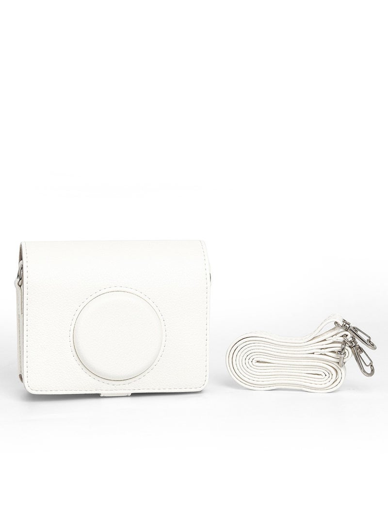Y&D - Case for Fuji Mini EVO Camera Compatible Camera with Adjustable Shoulder Strap in White Lychee Texture Horizontal Style - Image 1