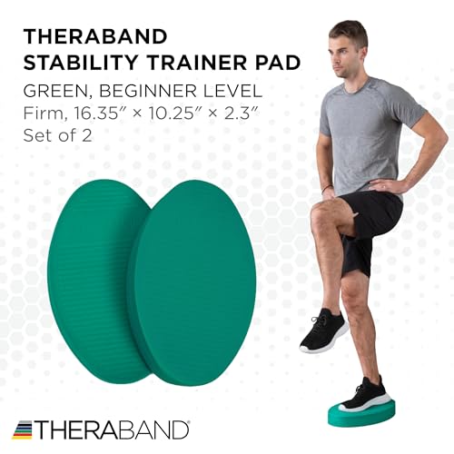 THERABAND Stability Trainer Pad Beginner Level Firm Set of 2 Green Foam Balance Pad for Physical Therapy Exercise Pad for Core Strength Lightweight NonSlip Balance Trainer Portable Foam Pad for Home or Clinic Use - Image 3