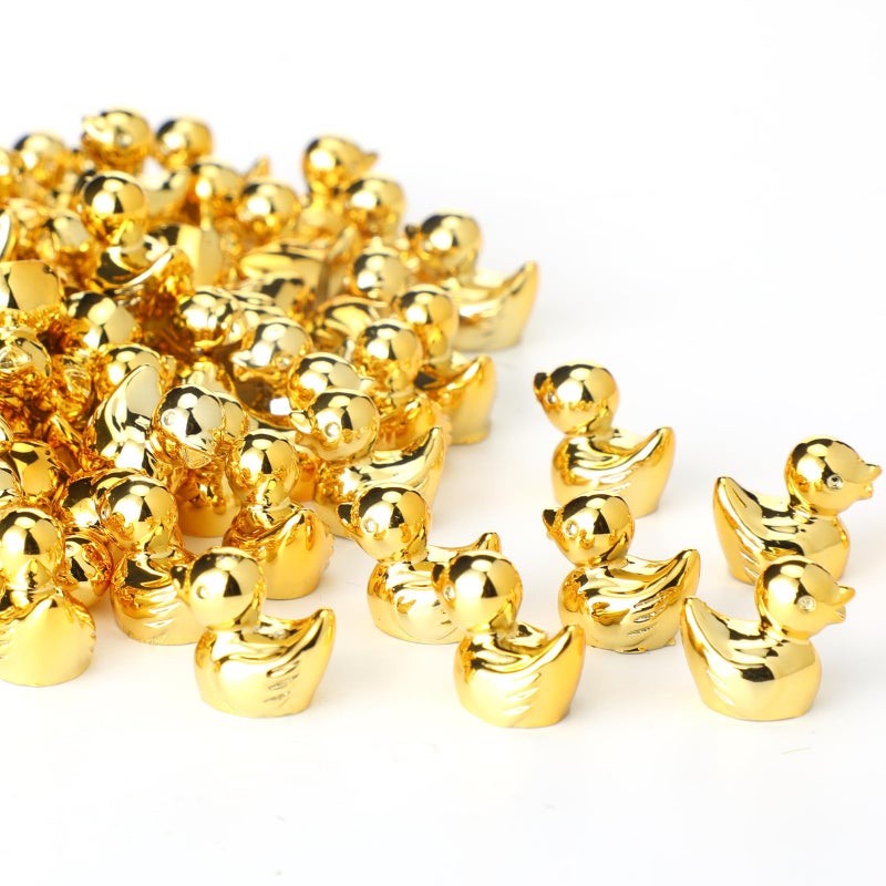 Yaocom 50 Pcs Mini Golden Duck Statue Bulk Golden Duck Figurines Micro Garden Landscape Dollhouse Cake Decoration Potted Plants DIY Craft Charms for Party 250th - Image 1